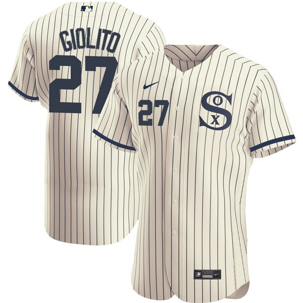 Men Chicago White Sox #27 Giolito Cream stripe Dream version Elite Nike 2021 MLB Jerseys->customized nfl jersey->Custom Jersey